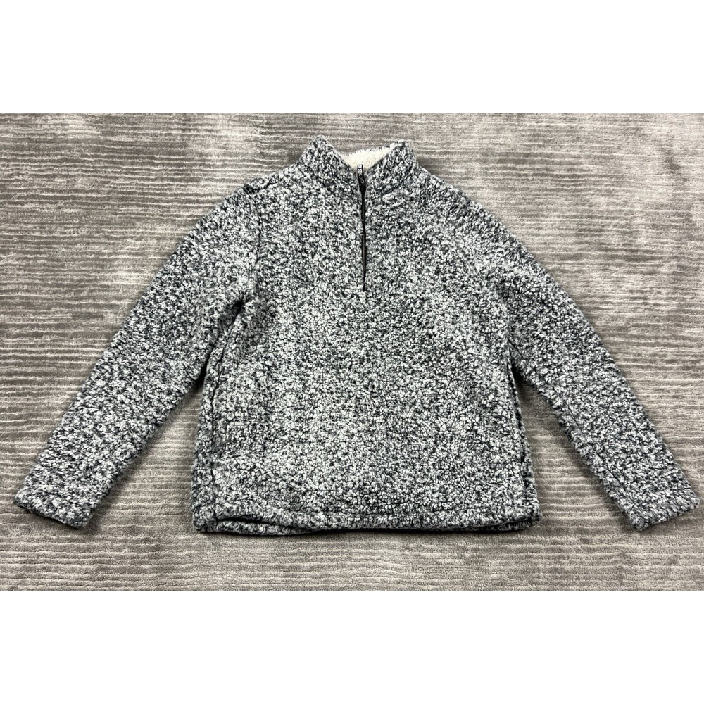 Time and Tru Sweater Womens Medium Gray 1/4 Zip Plush Polyester Blend